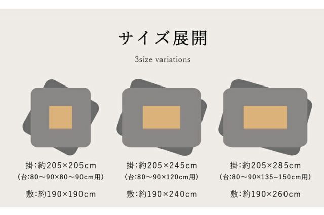 スーパSALE10倍&4時間限定10%OFF こたつ布団 長方形大 掛け敷きセット 約205×285cm