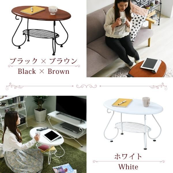 3%OFFクーポン有 ヨーロッパ風 ロートアイアン 家具 楕円 センターテーブル 幅65cm アイアン 脚 アンティーク風 ソファテーブル ローテーブル サイドテーブル MI