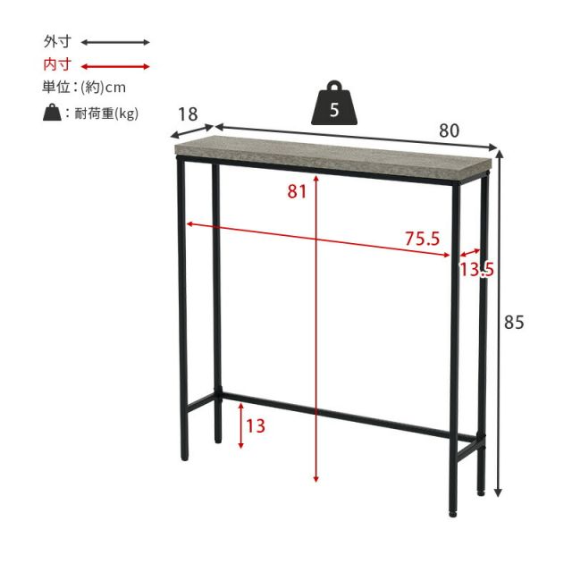 スーパSALE10倍&4時間限定10%OFF コンクリート柄スチールコンソールテーブル