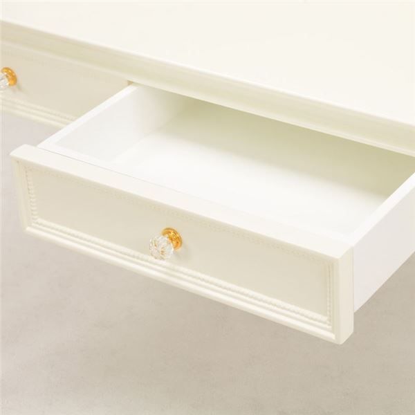 デスク(学習机/勉強机) 単品 幅110cm×奥行60cm 木製 2口コンセント付き 姫系 ホワイト(白) 代引NG デスク 文机