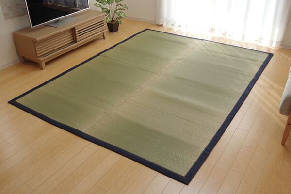 い草 ラグマット/絨毯 約191×250cm デニム 日本製 無染土 裏地ウレタン 調湿 弾力性 耐久性 〔リビング ダイニング〕代引NG