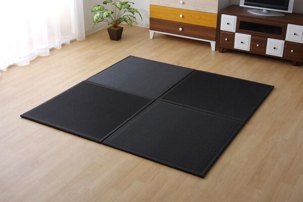 水拭きできる 置き畳/ユニット畳 【グリーン 約82×82×1.7cm 4枚組】 日本製 ポリプロピレン 軽量 抗菌防臭 〔リビング〕【代引NG】 カーペット・マット・畳 畳