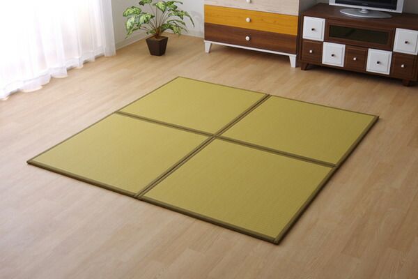 水拭きできる 置き畳/ユニット畳 【グリーン 約82×82×1.7cm 6枚組】 日本製 ポリプロピレン 軽量 抗菌防臭 〔リビング〕【代引NG】 カーペット・マット・畳 畳