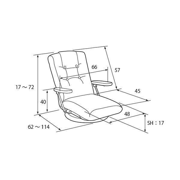 ハイバック回転座椅子(リクライニングチェア) 肘付き/ポンプ肘式 日本製 グリーン 完成品 イス・チェア 座椅子