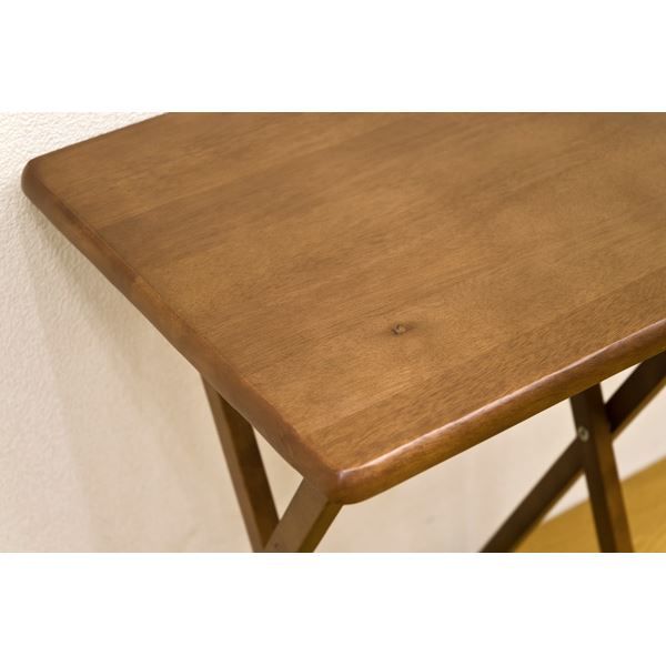 スーパSALE10倍&4時間限定10%OFF フォールディングテーブル/折りたたみテーブル 【ブラウン】 幅48cm×奥行37cm 木製 省スペース収納 【完成品】【代引NG】 テーブル