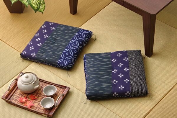 和柄 小座布団 ブラウン 2枚組 側サイズ 約40×40cm 製品サイズ 約37×37cm 綿100% 日本製 〔リビング 居間 店舗〕代引NG クッション・座布団 クッション