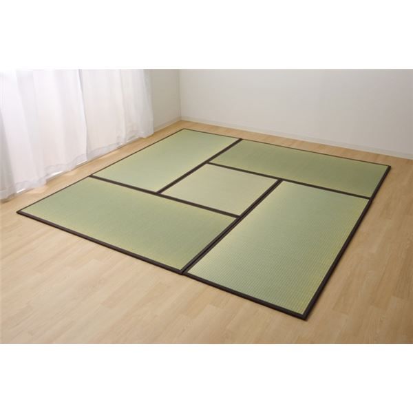 スーパSALE10倍&4時間限定10%OFF 日本製 い草 置き畳/ユニット畳 【ブラウン 4.5畳セット 82×164cm4枚+82×82cm1枚】 軽量 抗菌 防臭 連結ジョイント付【代引NG】