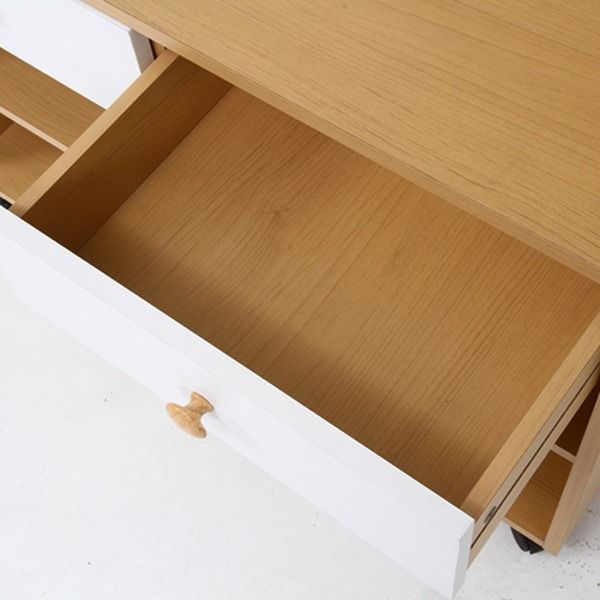 本棚 ブックシェルフ 幅82cm ナチュラル×ホワイト 引き出し2杯 鞄用フック キャスター付き ランドセルラック NORM リビング代引NG