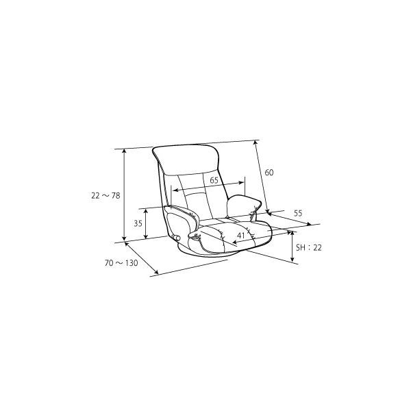 スーパーソフトレザー座椅子/フロアチェア ダークグレー 張地:合成皮革/合皮 肘付き ハイバック 日本製 『昴』 完成品代引NG