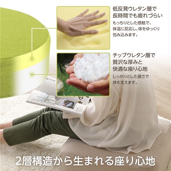 超極厚 ボリュームクッション/リビング雑貨 スクエアタイプ ベージュ 厚み17cm 低反発 脱着式カバー付き 国産ウレタン使用 シンプル ダリアン素材 『Pastel』代引NG