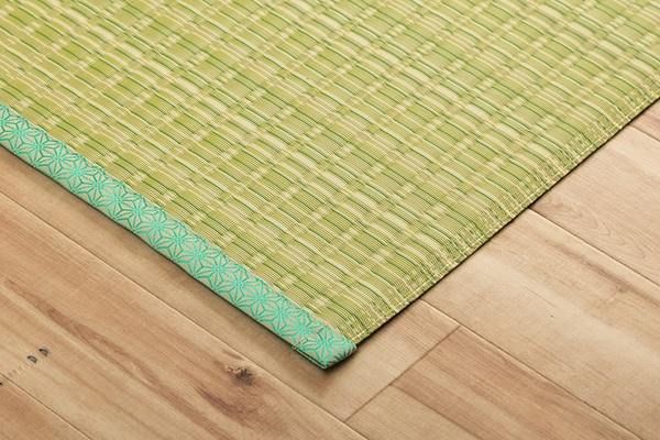 い草風 ラグマット/絨毯 ベージュ 江戸間6畳 約261cm×352cm 洗える 日本製 防ダニ PPカーペット 〔リビング〕代引NG