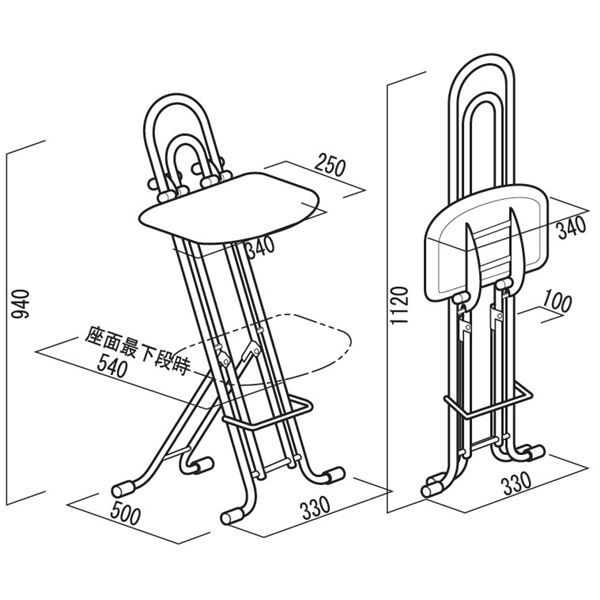 シンプル 折りたたみ椅子 ブラック×ブラック 幅330mm 日本製 スチールパイプ LP-800 『ジャンボベストワークチェア』代引NG