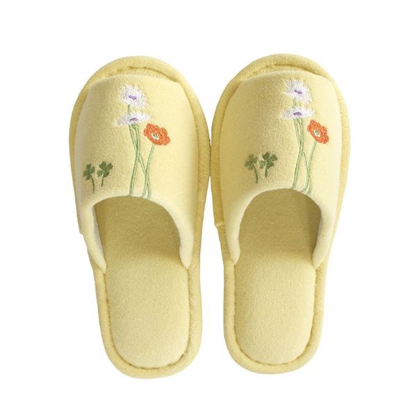 スーパSALE10倍&4時間限定10%OFF 花柄 トイレスリッパ 【イエロー】 幅23.5cm 洗える 綿混 『オカ ボタニカルガーデン』 〔お手洗い レストルーム〕