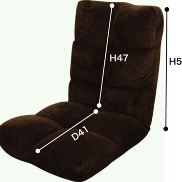 フロアチェア/座椅子 グレー 幅42cm 14段階リクライニング フルフラット対応 『もこもこリクライナー』 〔リビング〕