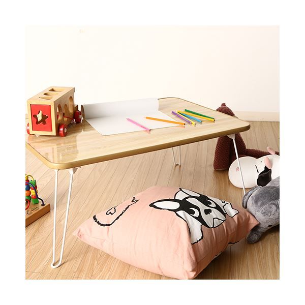 スーパSALE10倍&4時間限定10%OFF ちゃぶ台/折りたたみテーブル 【幅75×奥行50cm】 ナチュラル×ホワイト コンパクトサイズ【代引NG】