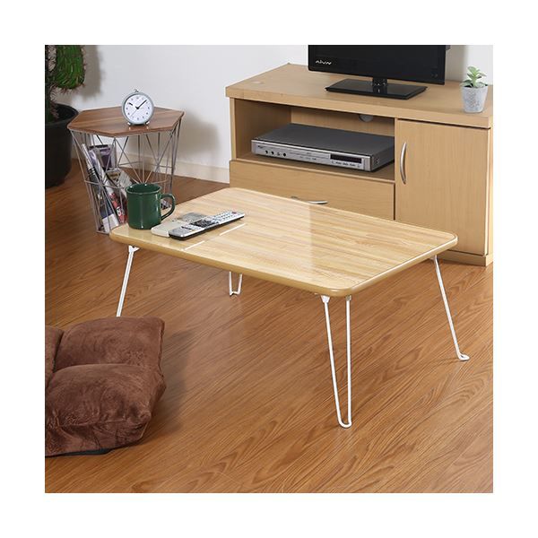 スーパSALE10倍&4時間限定10%OFF ちゃぶ台/折りたたみテーブル 【幅75×奥行50cm】 ナチュラル×ホワイト コンパクトサイズ【代引NG】