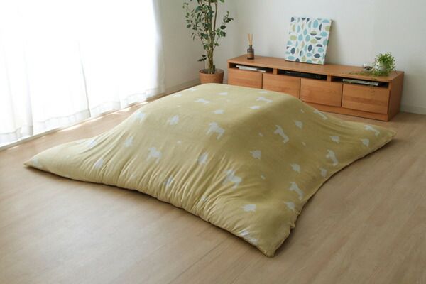 北欧風 こたつ布団カバー/寝具 ファスナータイプ グリーン 約195×195cm 正方形 洗える フランネル 〔リビング〕代引NG