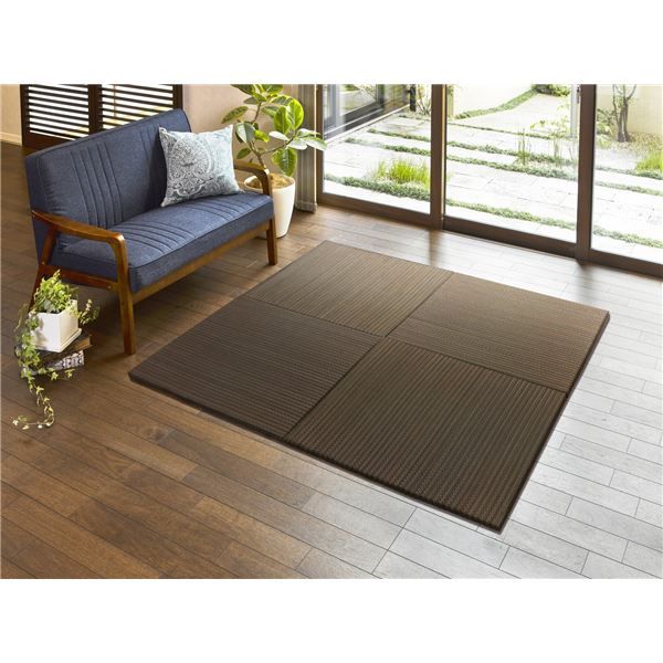 スーパSALE10倍&4時間限定10%OFF 置き畳/ユニット畳 【約幅82×奥行82×高さ2.5cm ブラウン】 い草100% 軽量 防滑 空気清浄 キズ防止 『南風 なんぷう』【代引NG】