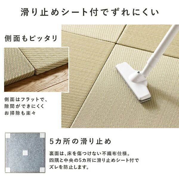 〔1枚(単品)〕 PP 置き畳 ユニット畳 約幅82×奥行82×高さ2.5cm グリーン 樹脂畳 軽量 軽い 滑りにくい 裏面 滑り止めシート付き キズ防止 傷防止 耐久性 丈夫 頑丈 簡単設置 お手入れ簡単 水拭き可 畳マット インテリア家具 インテリア雑貨 リビング家具【代引不可】