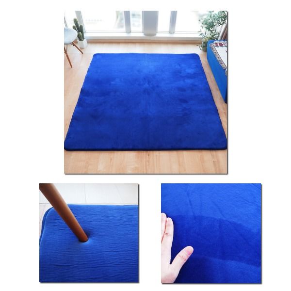 ラグマット 絨毯 約3畳 約185cm×230cm ネイビー 極厚 ウレタン20mm 防滑加工 防音・防寒効果 フランネル POWDER TOUCH RUG代引NG