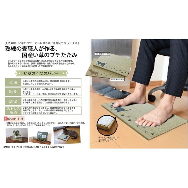 スーパSALE10倍&4時間限定10%OFF 国産い草使用 足快適プチたたみ ワルツ(犬/ブラウン)