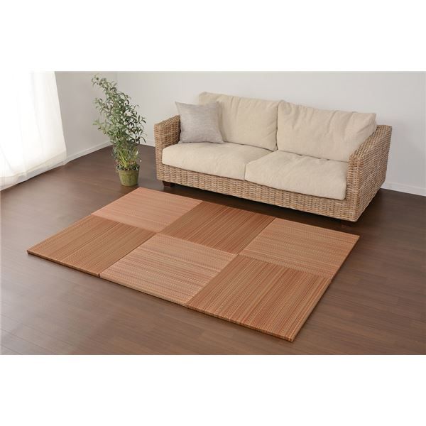 スーパSALE10倍&4時間限定10%OFF い草 置き畳/ユニット畳 【65×65×2.5cm ブラウン】 抗カビ 消臭 防音 クッション性 軽量 『フラッタ 王騎』 〔リビング〕【代引NG】