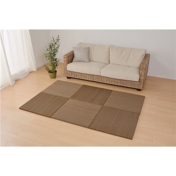 スーパSALE10倍&4時間限定10%OFF い草 置き畳/ユニット畳 【65×65×2.5cm ブラウン】 抗カビ 消臭 防音 クッション性 軽量 『紗彩 さや』 〔リビング〕【代引NG】