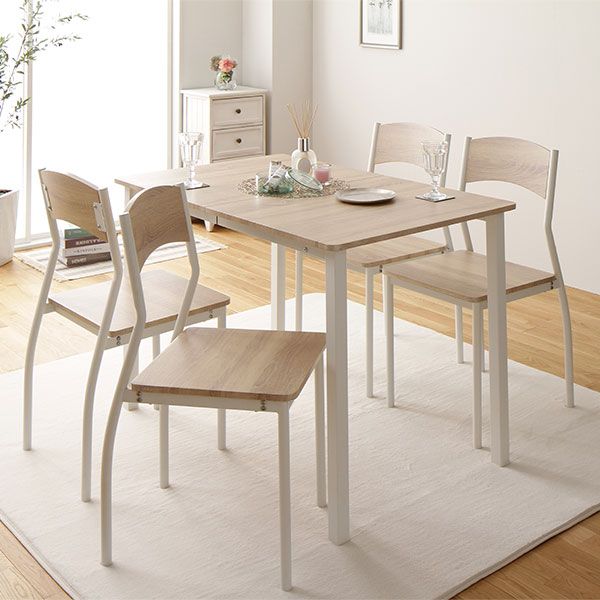 スーパSALE10倍&4時間限定10%OFF ダイニング テーブル 単品 幅 110 cm ナチュラル × ホワイト フェミニン モダン 北欧 木製 スチール デザイン