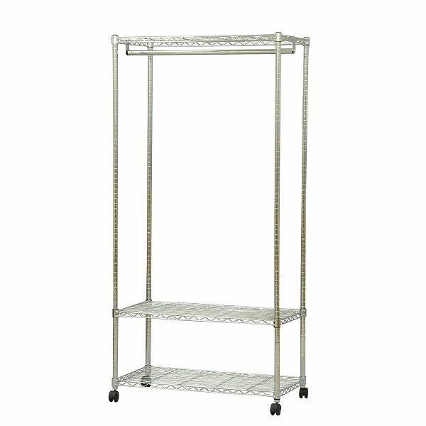 スーパSALE10倍&4時間限定10%OFF ハンガーラック 衣類収納 約幅90cm 支柱径25mm メッキ スチールワードローブ 組立品 リビング ベッドルーム 子供部屋【代引NG】