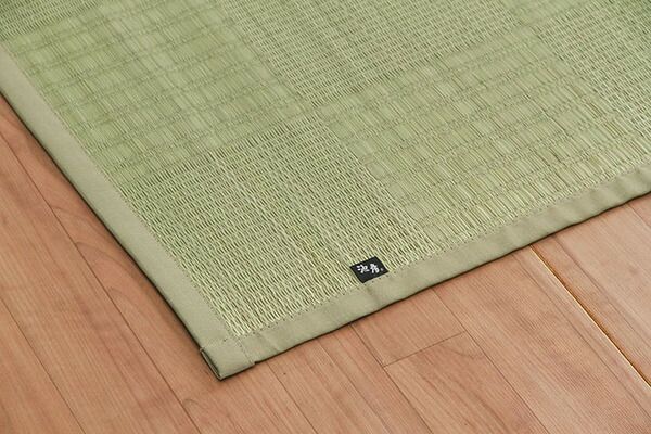 純国産い草 上敷きカーペット/絨毯 格子柄 本間2畳 約191×191cm 両面使用 抗菌 防臭 調湿 耐久性 日本製 〔リビング〕代引NG