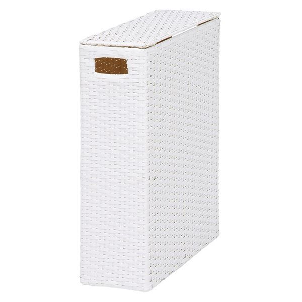 スーパSALE10倍&4時間限定10%OFF トイレットペーパーボックス/トイレ収納 【ホワイト 幅35×奥行14×高さ47cm】 スチール 〔御手洗 レストルーム〕【代引NG】
