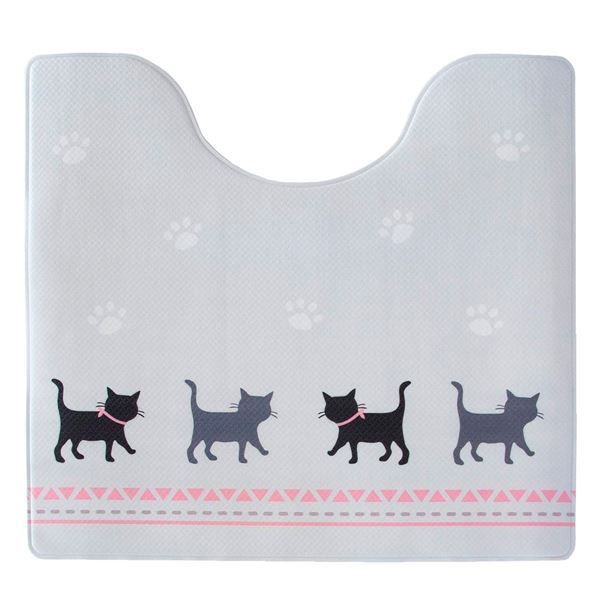 スーパSALE10倍&4時間限定10%OFF トイレマット 【約55×60cm キャット】 お手入れ簡単 撥水加工 拭いてお手入れする 〔お手洗い 御手洗 店舗 会社 オフィス〕
