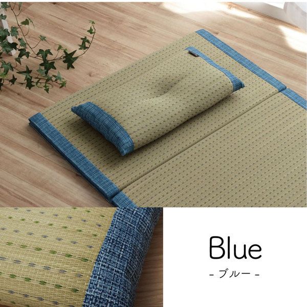 い草 枕/ピロー 約50×30cm ブルー 消臭 抗菌 防臭 小林製薬コバガード使用 シンプル ごろ寝 〔ベッドルーム リビング〕代引NG