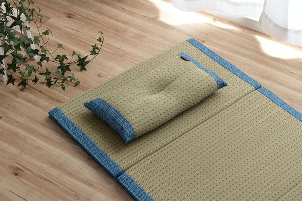 い草 枕/ピロー 約50×30cm ブルー 消臭 抗菌 防臭 小林製薬コバガード使用 シンプル ごろ寝 〔ベッドルーム リビング〕代引NG