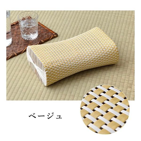 枕/ピロー 約30×20cm ベージュ 通気性 蒸れない ポリプロピレン 軽い 丈夫 手編み 〔リビング お昼寝〕代引NG