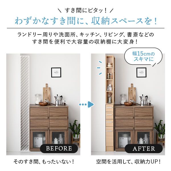 スーパSALE10倍&4時間限定10%OFF 隙間収納ラック 収納家具 幅15cm ホワイト キッチン収納 洗面所収納 多段チェストタイプ 収納棚 収納ラック オープン棚 引き出し 収納 スリム 大容量【代引NG】