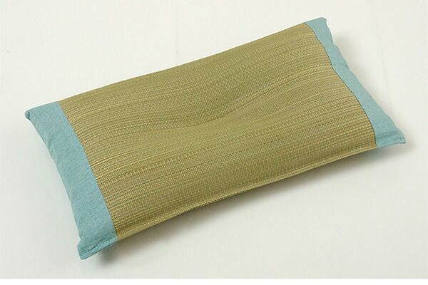 い草 枕/ピロー 無地 角枕 約30×15cm ブルー 高さ調整可 消臭 吸湿 調湿機能 日本製 〔ベッドルーム 寝室〕代引NG