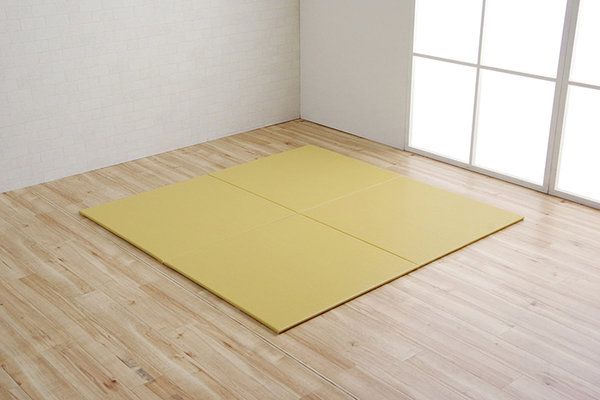 スーパSALE10倍&4時間限定10%OFF 日本製 水拭きできる ポリプロピレン 置き畳 ユニット畳 シンプル グリーン 約140×210cm(約70×70cm 同色6枚組)【代引NG】