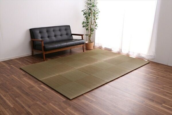 スーパSALE10倍&4時間限定10%OFF 置き畳 約82×82×1.7cm 1枚 単品 市松柄 ブラウン 日本製 い草 ユニット畳 軽量 防滑 抗菌 防臭 消臭 調湿 防音対策 置きたたみ イ草 畳マット ジョイントマット【代引NG】