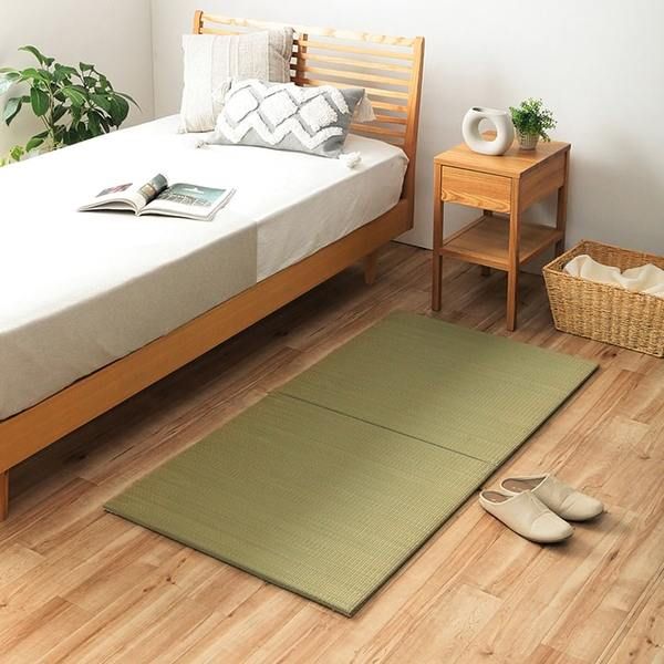 スーパSALE10倍&4時間限定10%OFF い草 置き畳 ユニット畳 システム畳 サスティナブル 再生不織布 無地 ナチュラル 消臭 縁無し 裏面滑り止め 約70×70cm 単品 『みらい U畳』 irucico イルシコ【代引NG】