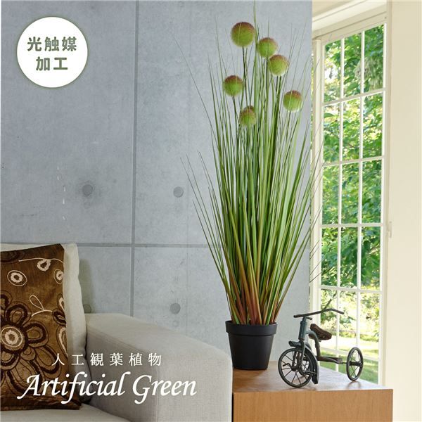 スーパSALE10倍&4時間限定10%OFF 人工観葉植物/インテリアグリーン ボールグラス L 約153cm【代引NG】