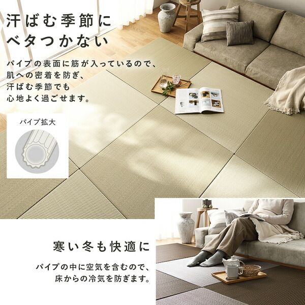 〔6枚セット〕 PP 置き畳 ユニット畳 約幅82×奥行82×高さ2.5cm ブラウン 樹脂畳 軽量 軽い 滑りにくい 裏面 滑り止めシート付き キズ防止 傷防止 耐久性 丈夫 頑丈 簡単設置 お手入れ簡単 水拭き可 畳マット インテリア家具 インテリア雑貨 リビング家具【代引不可】