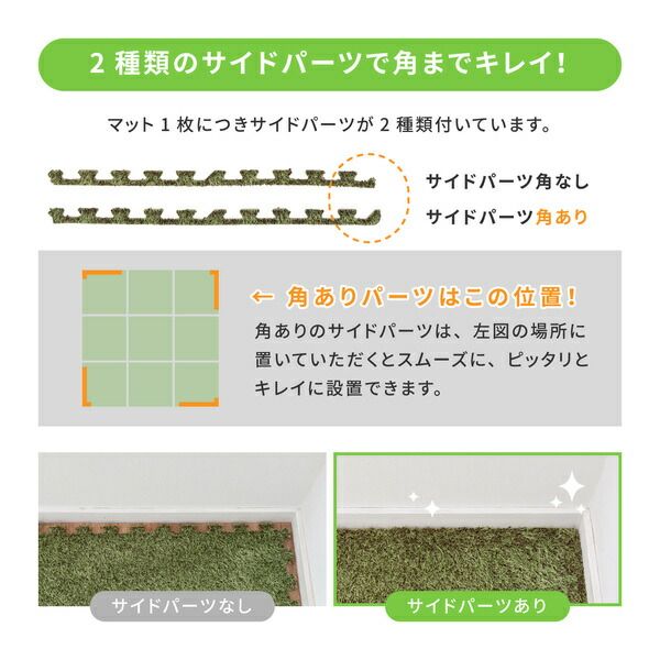 芝生風 ジョイントマット フロアマット 約60×60×0.8cm 36枚入 9枚組×4個 ホットカーペット対応 防音 室内 シーヴァ リビング代引NG