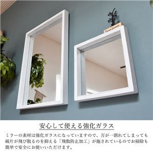 ウォールミラー 姿見鏡 約幅30cm ホワイト 木製 桐材 飛散防止加工 ボックスミラー 完成品 リビング ダイニング代引NG