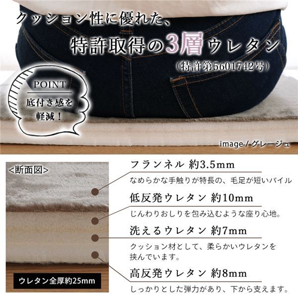 トシシミズ 低反発高反発3層ウレタンフランネルチェアパッド 約35cm円形 セージグレー代引NG