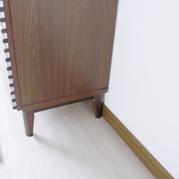 スーパSALE10倍&4時間限定10%OFF サイドボード 約幅80×奥行42.5×高さ84cm ブラウン ルーバー 脚付き リビングボード ダイニング インテリア家具【代引NG】