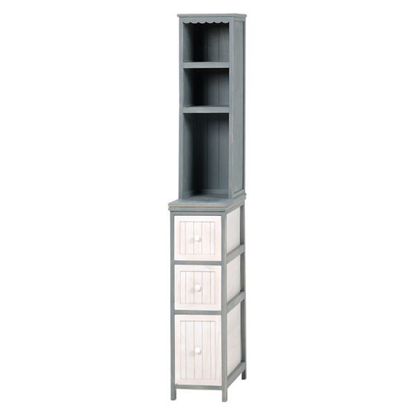 スーパSALE10倍&4時間限定10%OFF チェスト/収納ラック 約幅25×奥行45×高さ160cm ブルーグレー 天然木 組立品【代引NG】