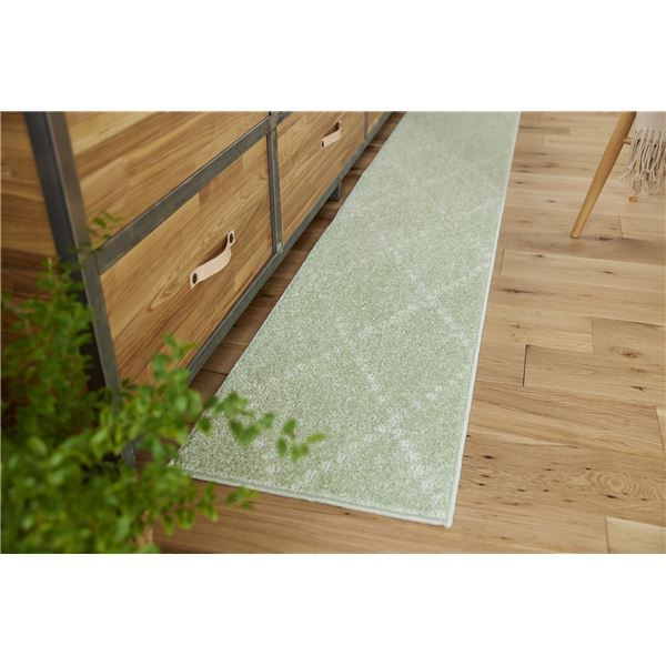 スーパSALE10倍&4時間限定10%OFF スミノエ 洗える キッチンマット ポント 約幅45×長さ240cm グリーン 日本製【代引NG】