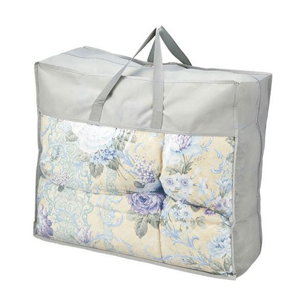 スーパSALE10倍&4時間限定10%OFF 花浪漫 羽根ふとん バッグ入り 約150×210cm ブルー L7048567