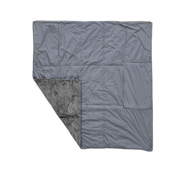 スーパSALE10倍&4時間限定10%OFF ひざ掛け 約60×85cm グレー 吸湿発熱 撥水 抗菌 防臭 防ダニ コンパクト収納 超軽量 カポック綿 あったか アウトドア